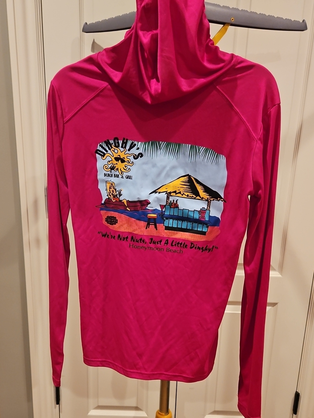 Ladies Hooded Sun Shirt - Hot Pink - SZ M